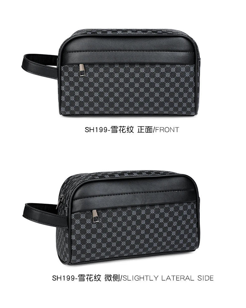 Vintage Leather Men's Clutch Bag with Detachable Waist Strap