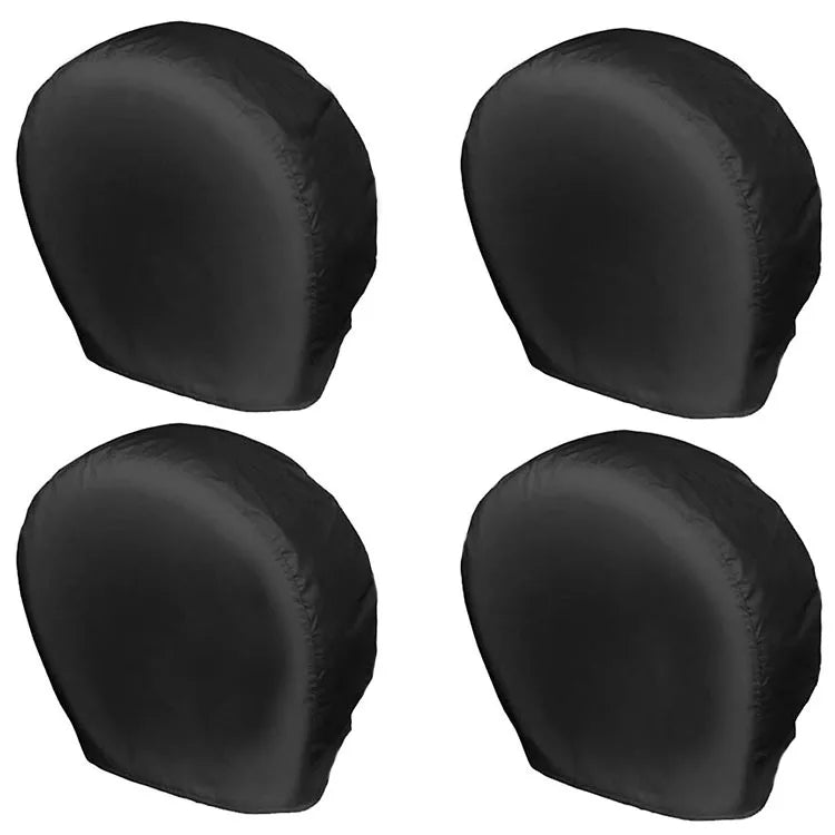 Four black universal tire covers for waterproof UV protection