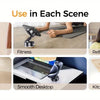A montage showing the 360° magnetic car phone mount used in various scenes including makeup, fitness, refrigerator, tile wall
