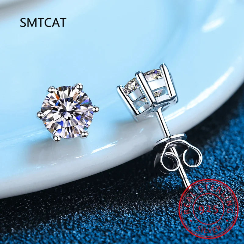 Classic Moissanite Stud Earrings in Sterling Silver