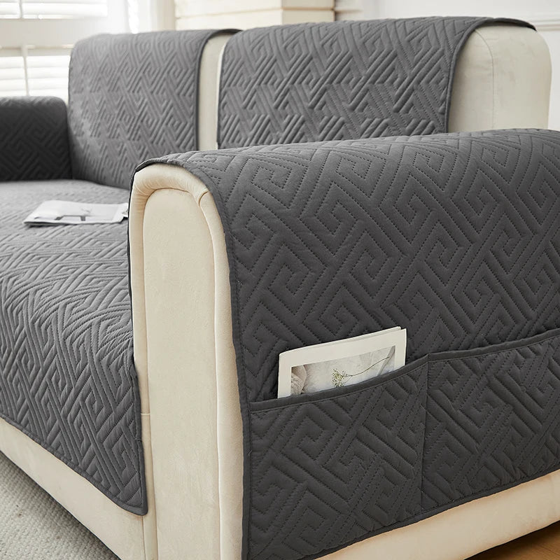Geometric Quilted Sofa Cover – Soft, Stretchable Protection for Any Seat