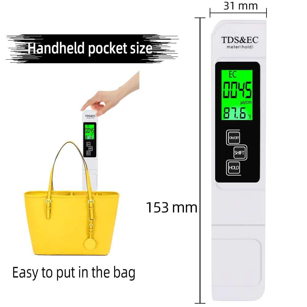 3-in-1 Digital TDS/EC/Temperature Water Quality Tester Pen