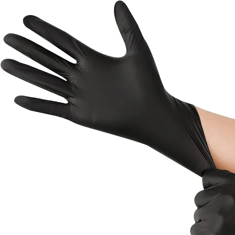 Heavy-Duty Black Nitrile Disposable Gloves (Latex-Free)