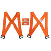 Two orange adjustable furniture moving straps shown with a small box for packaging