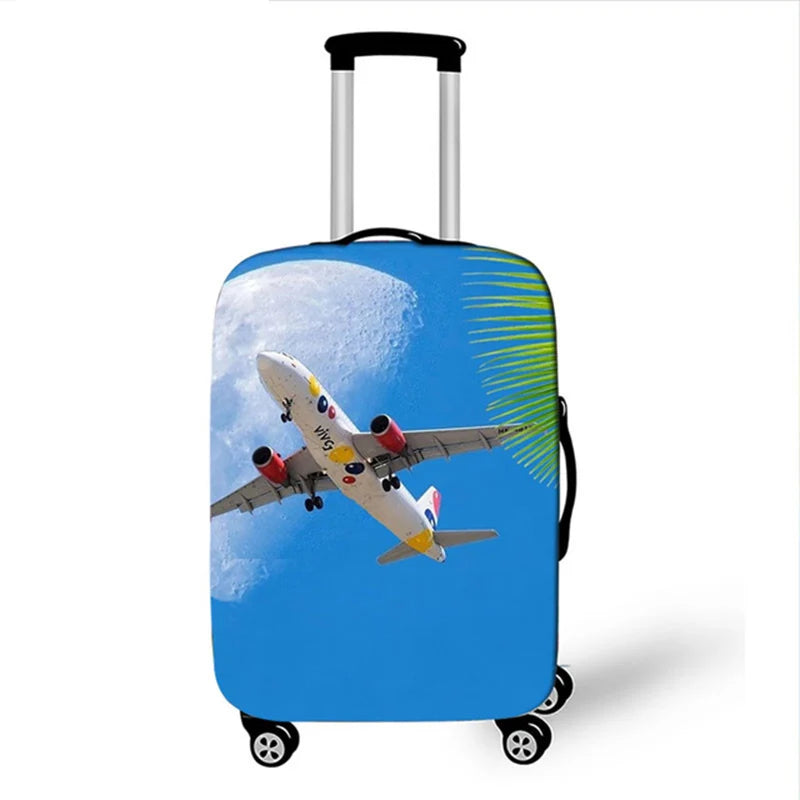 Elastic Aircraft Print Luggage Protector Cover