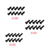 A collection of various black servo gears and components for a high-speed 1/16 4WD RC car receiver parts kit.