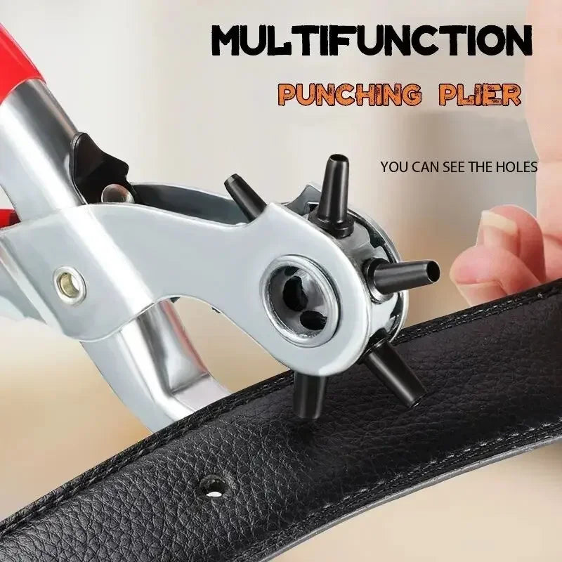 Rotary Leather Hole Punch Pliers - 6 Interchangeable Sizes