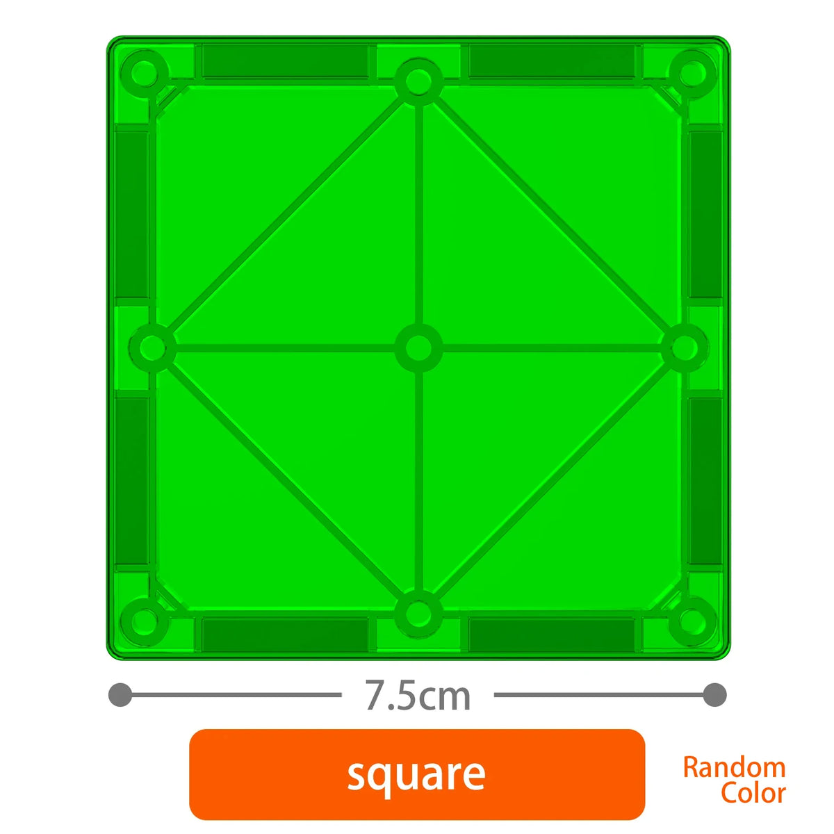 A green magnetic building tiles set shaped like a square with internal connections.