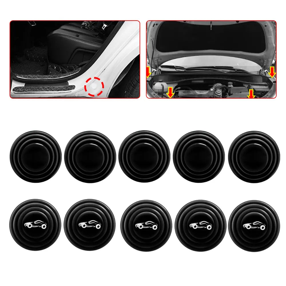 Set of black universal shock-absorbing door cushions for car trunk sound insulation