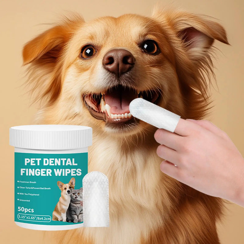 Pet Dental Finger Wipes - Gentle Oral Care for Dogs & Cats