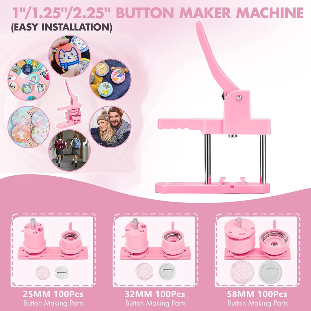 Multi-Size Button Maker Machine with 300 Button Parts Kit