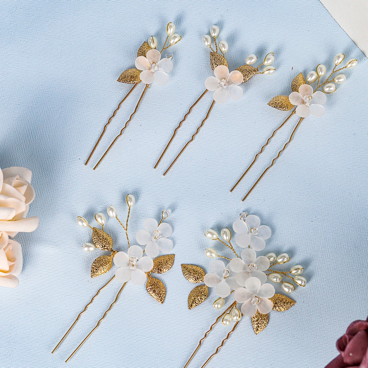 Elegant Floral Hair Stick — Pearl Flower Hairpin for Weddings & Parties