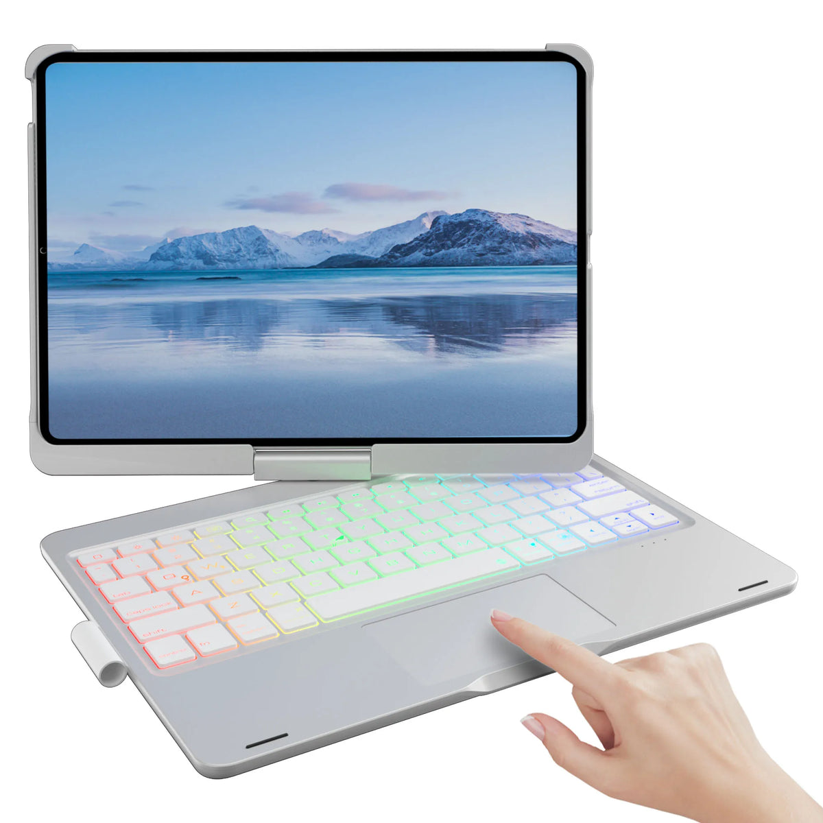 Backlit Keyboard Case with Trackpad & 360° Swivel for iPad