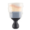 A clear plastic brush with a light yellow-tipped bristles is shown mounted on a black base for car detailing.