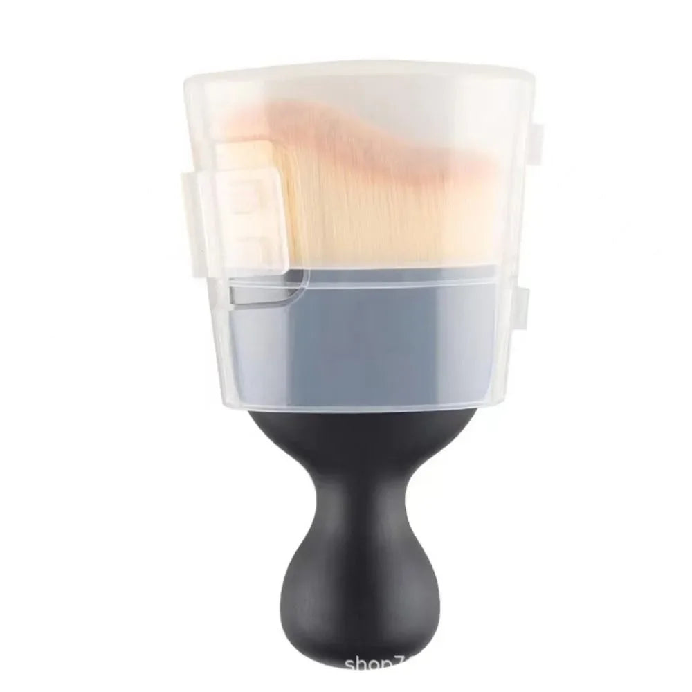A clear plastic brush with a light yellow-tipped bristles is shown mounted on a black base for car detailing.