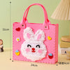 Pink felt bag featuring a white rabbit design with pink accents and stitching.