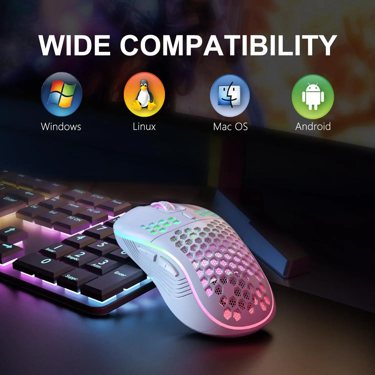 Ergonomic 6-Button Wireless Gaming Mouse with RGB Lighting