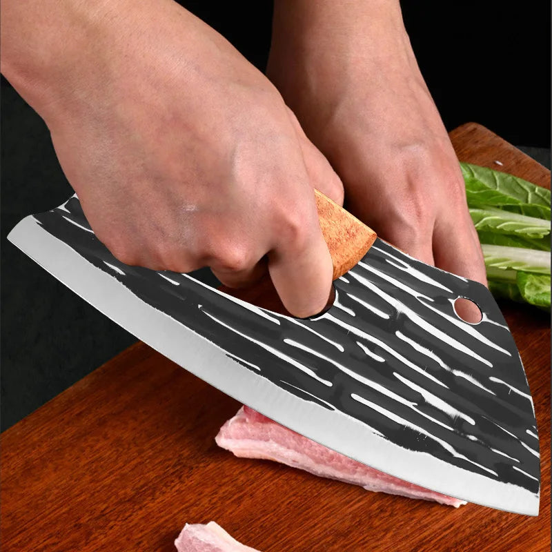 Wooden-Handle Stainless Steel Kitchen Cleaver