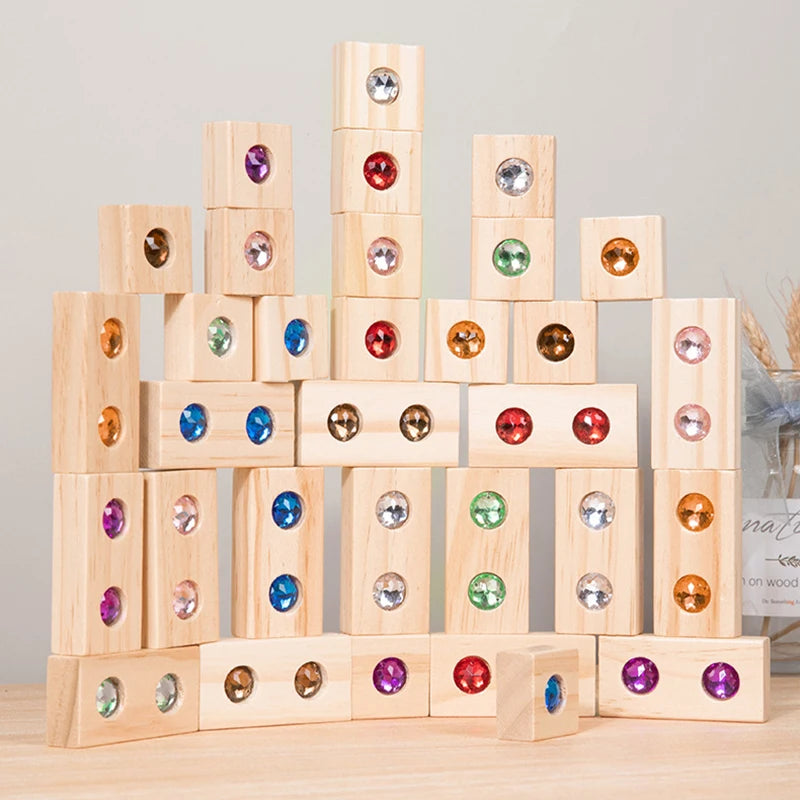 Rainbow Wooden & Acrylic Stacking Blocks Set