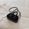 Vintage Croc-Embossed Mini Boston Bag with Dual Straps