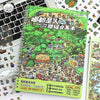 A colorful sticker book featuring miniature scenes and craft elements for building dioramas.