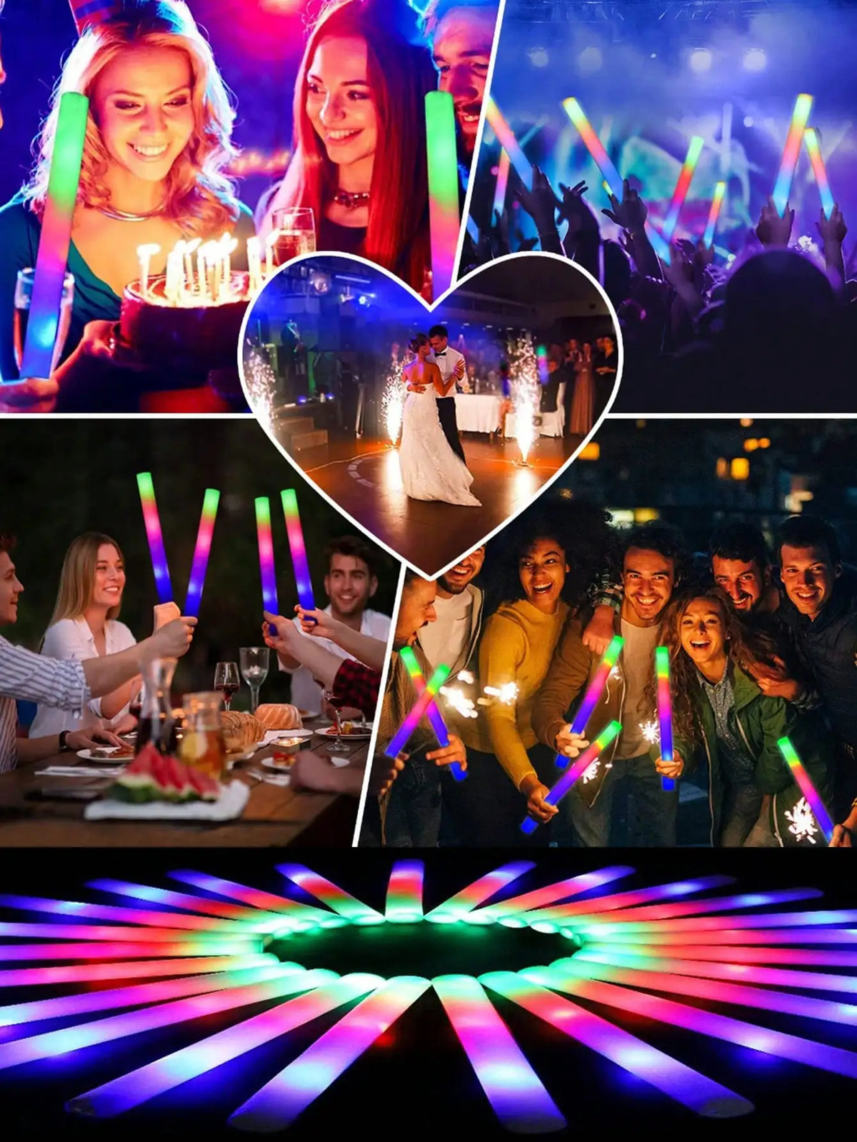 LED Foam Glow Sticks with 3 Light Modes