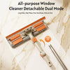 An all-purpose window cleaner featuring long poles and high wipes in a detachable dual mode.