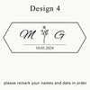 A design layout featuring the initials M and G along with the date 10.05.2024.