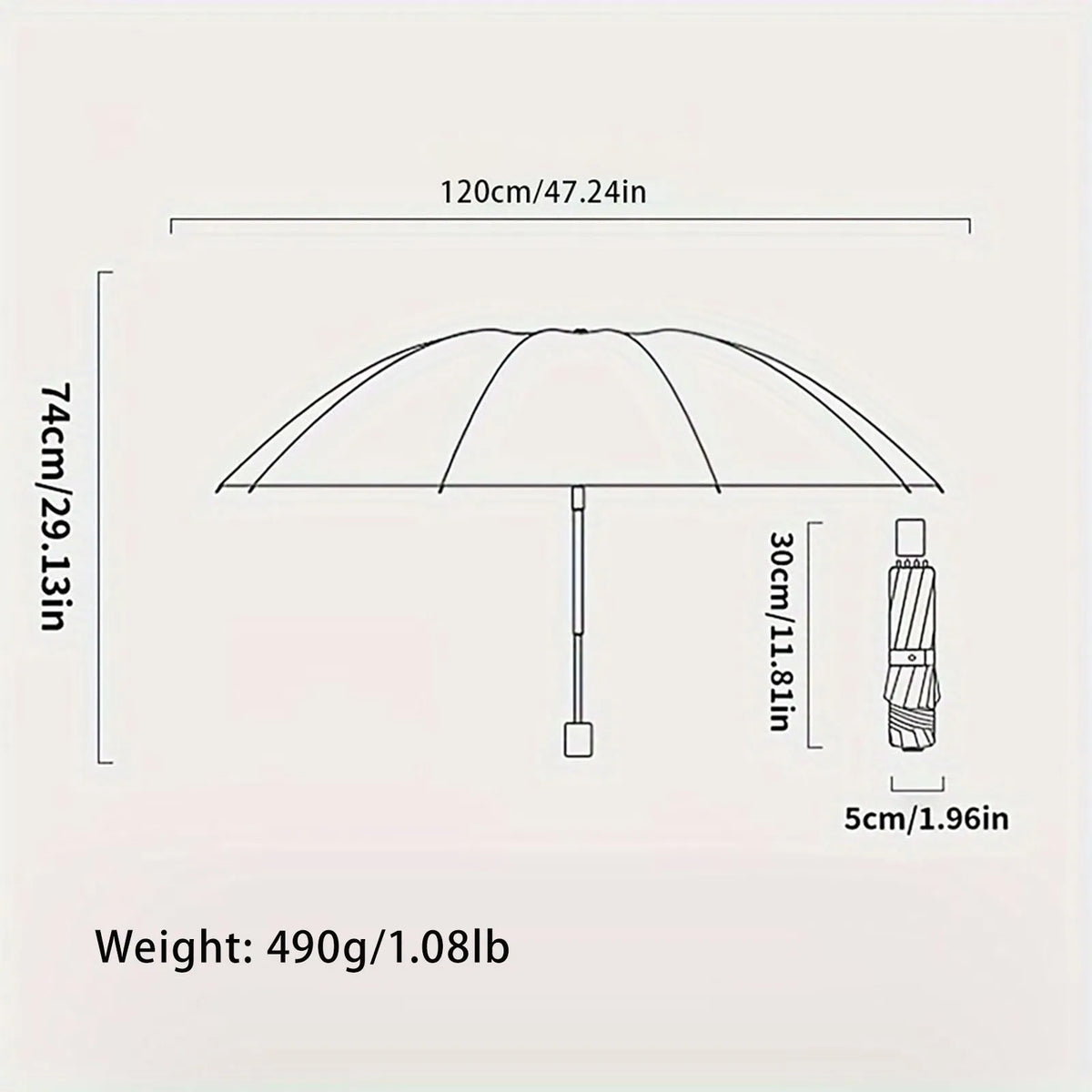 Large Manual Umbrella with Reinforced 12-Bone Frame