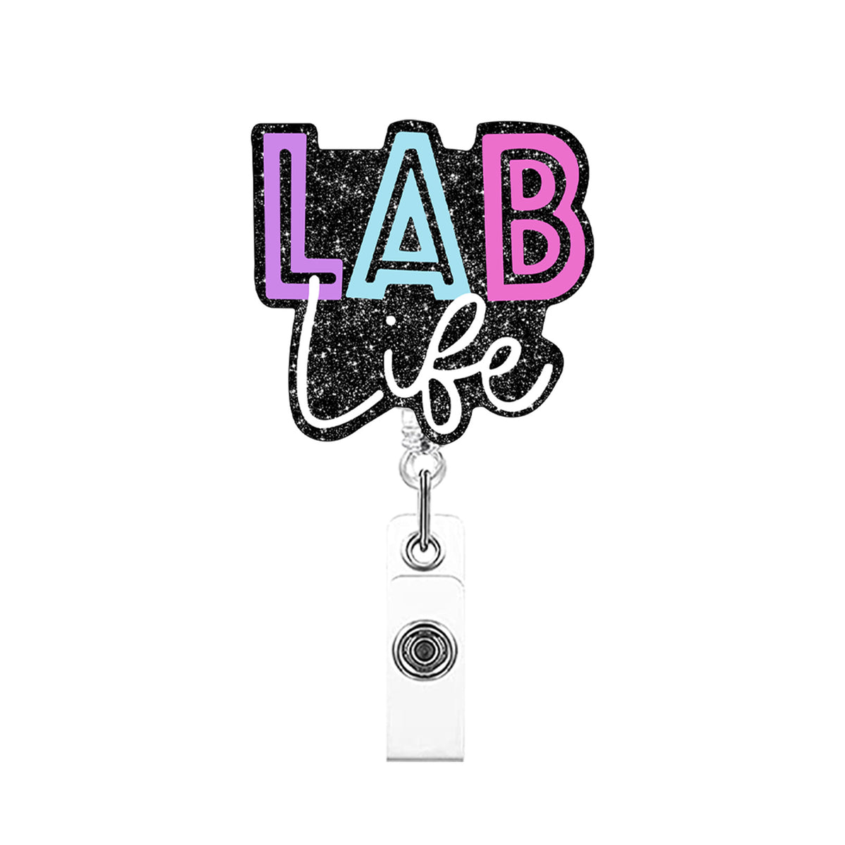 Sparkling Acrylic Retractable Badge Reel with Clip