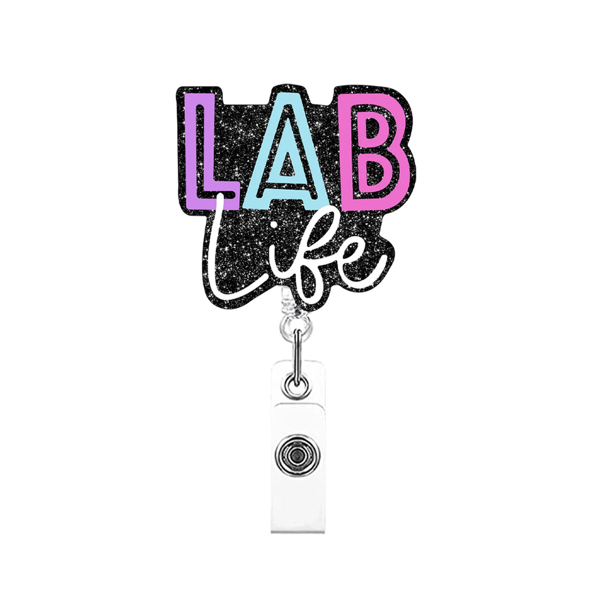 Sparkling Acrylic Retractable Badge Reel with Clip