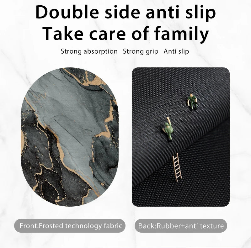 Double side anti slip mat with frosted technology fabric front and rubber anti texture back