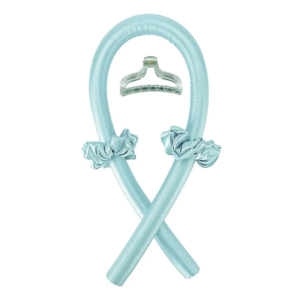 Diadema de seda sin calor azul claro con detalle de lazo