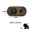 Reflective Glow-in-the-Dark Blood Type Tactical Patches with Hook and Loop Backing