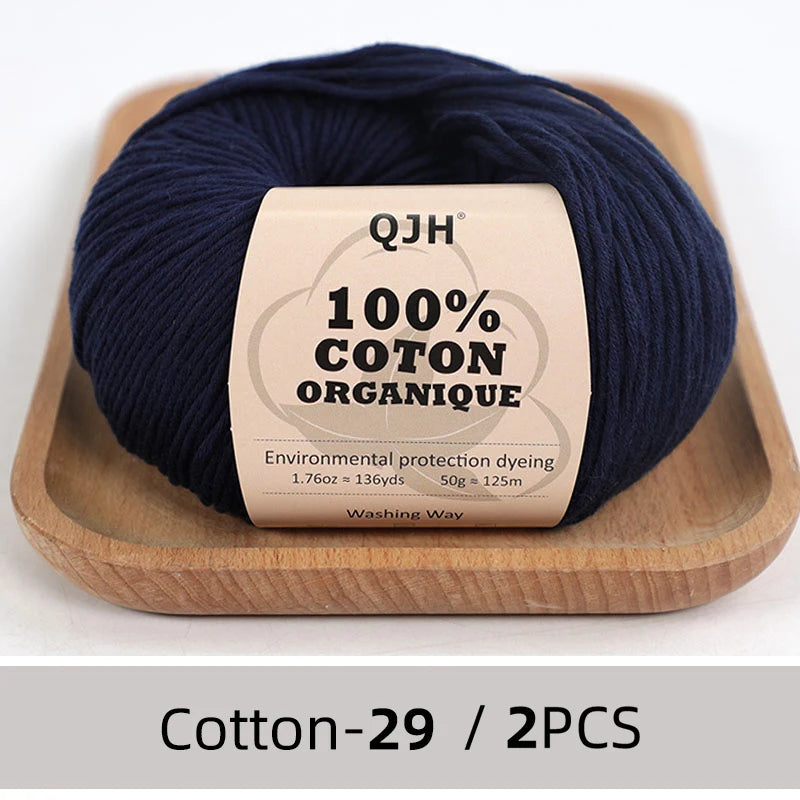 100% Organic Cotton Yarn for Knitting and Crocheting (2-Pack)