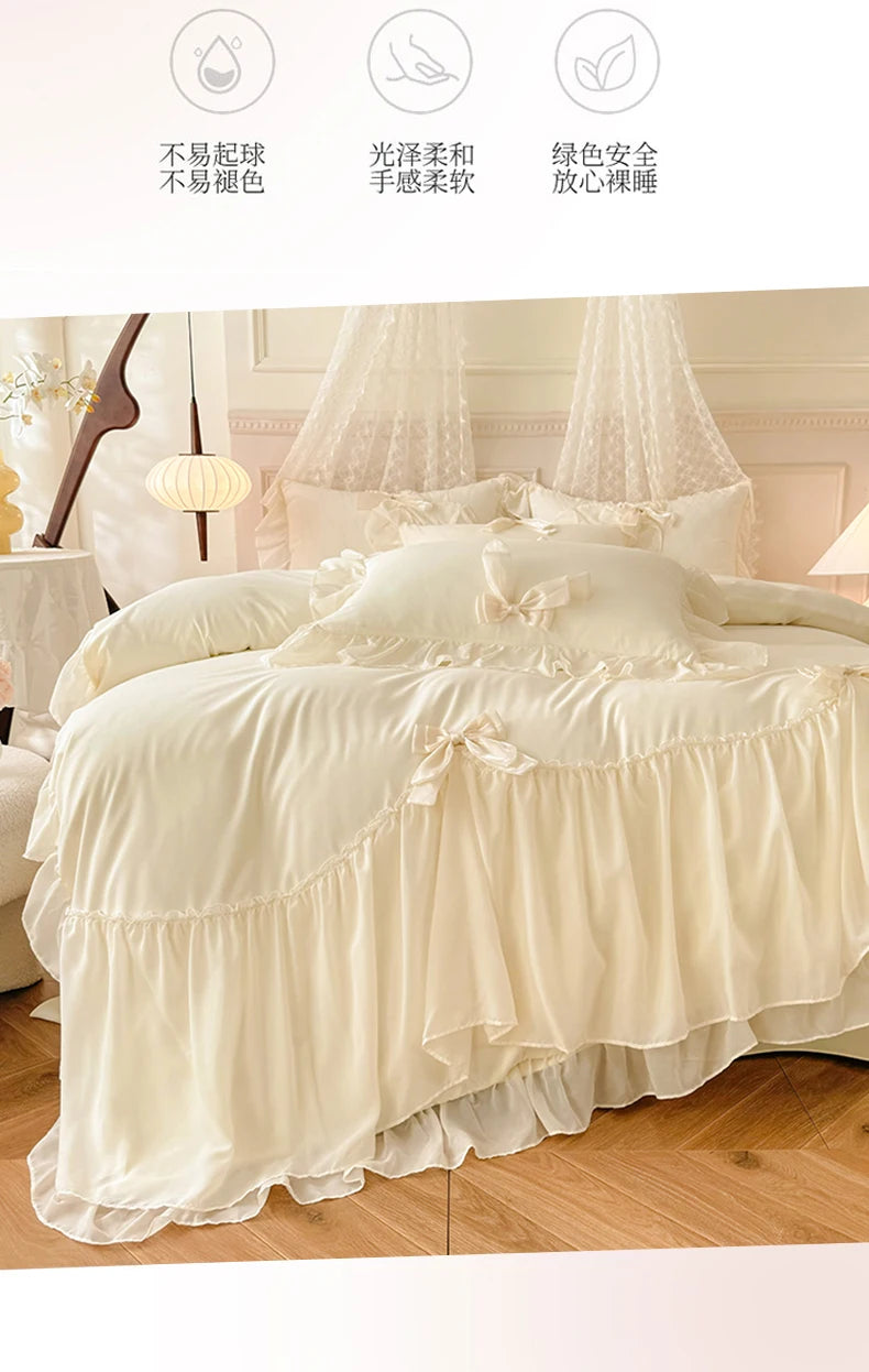Princess Chiffon Duvet Cover with Romantic Ruffles