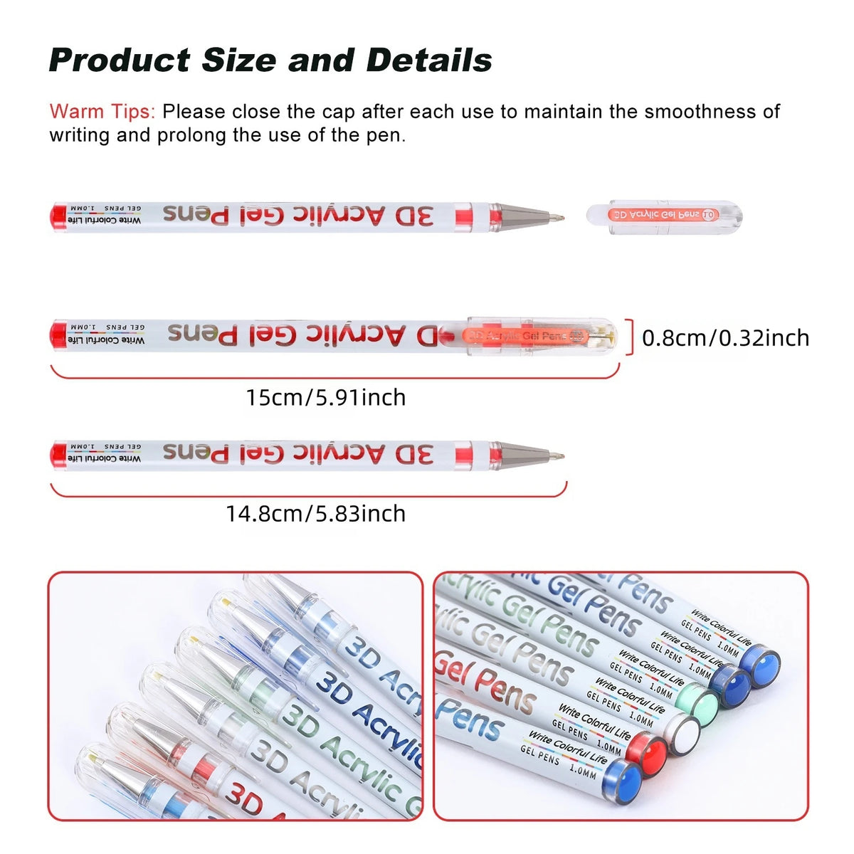 3D Acrylic Gel Pen with Quick-Dry Ink for Art and Notes