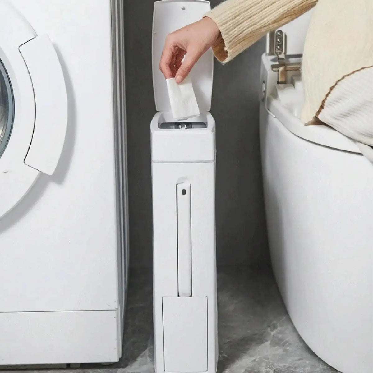 Cesto de Basura Elegante para Baño con Portar Cepillo de Inodoro