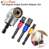 105° Right Angle Drill Attachment with Hex Shank Socket Adapter Set