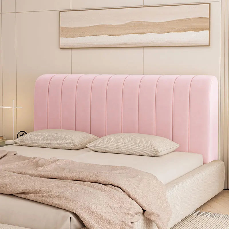 Stretch Velvet Headboard Cover - Queen Size, Dustproof & Slip-on Design