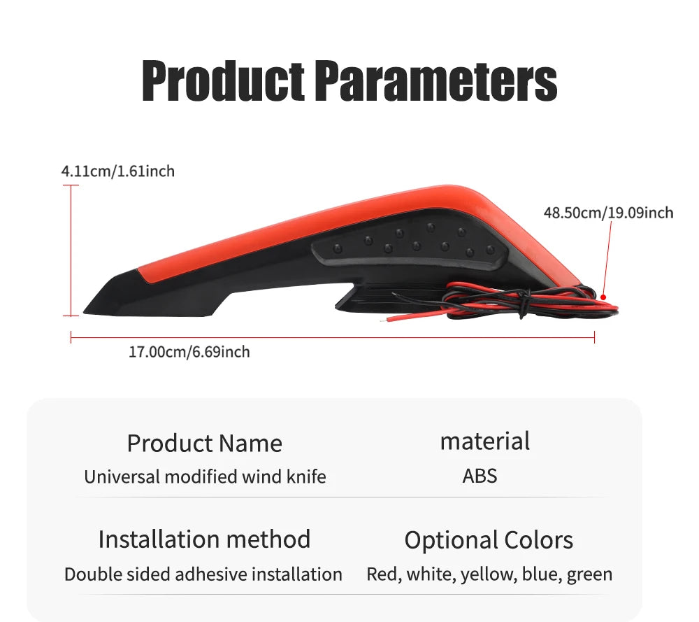 Motorcycle Front Side Spoiler Winglets with LED Light
