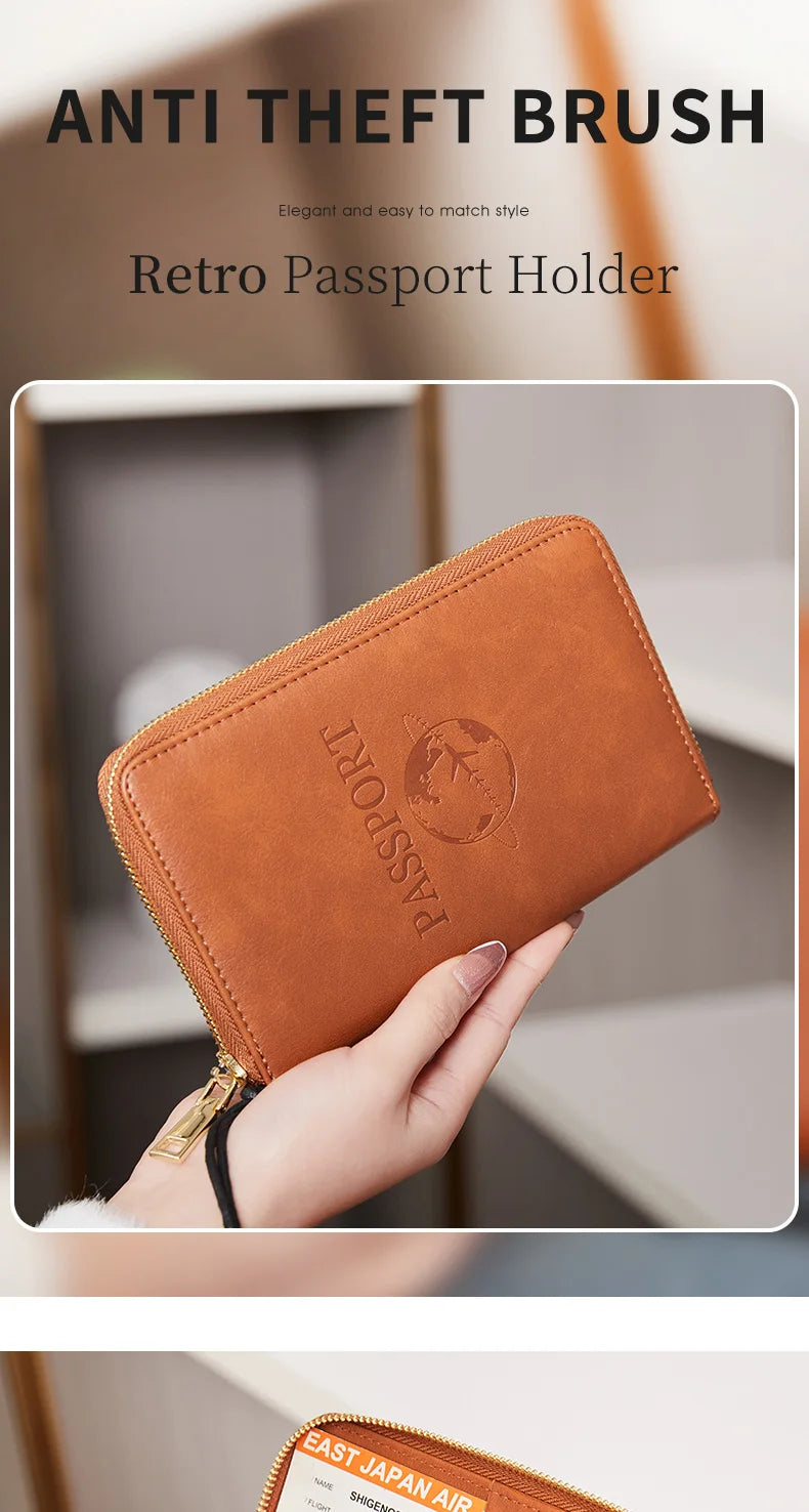 RFID-Blocking Travel Passport Holder with Card Slots