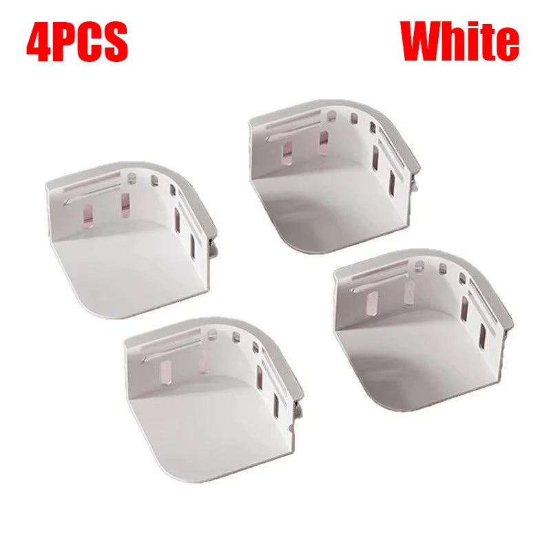 Four white no-slip bed sheet holder clips are shown in various angles.