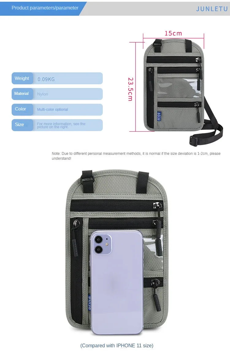 RFID Blocking Neck Wallet for Travel
