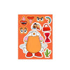 A set of reusable stickers featuring characters from Toy Story including Woody, Buzz Lightyear, and friends on an orange back