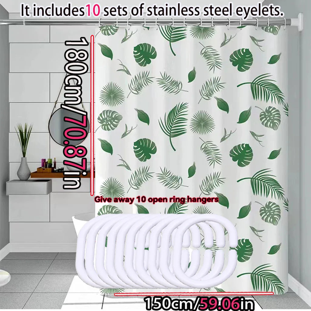Green Leaves PEVA Shower Curtain