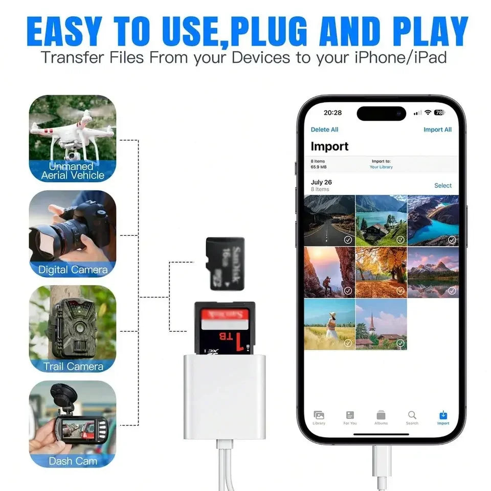 2-in-1 Lightning OTG Card Reader for SD & TF Cards
