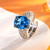Adjustable Silver-Plated Cushion-Cut CZ Statement Ring