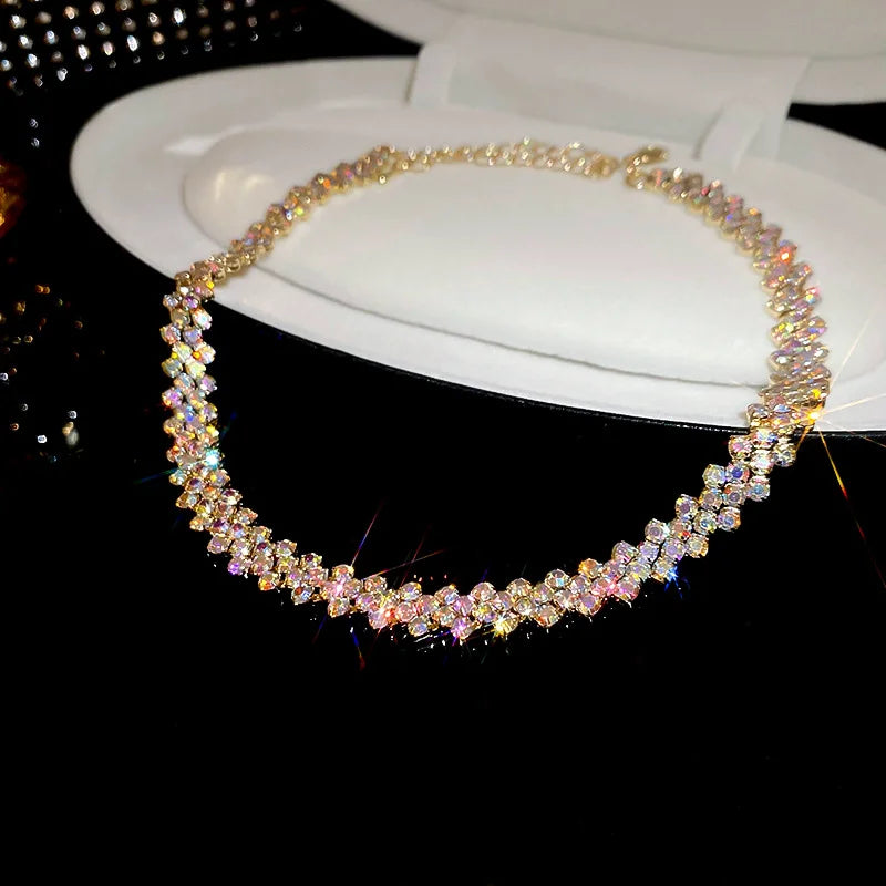 Geometric Rhinestone Choker Necklace