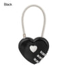 Black heart-shaped 3-digit combination padlock for luggage and storage